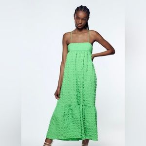 Zara green textured maxi dress